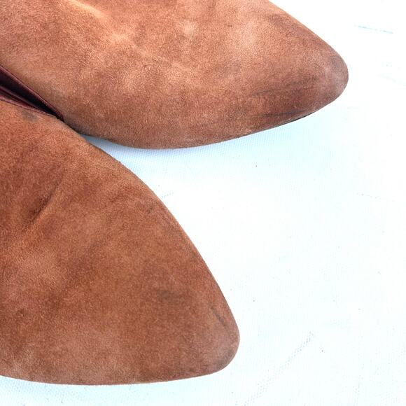 Jenni Kayne Suede Mules Pointed Toe Flats Saddle Brown 38.5 Size 8 Slip Ons - Picture 7 of 9